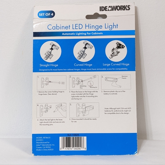 NEW Cabinet LED Hinge Lights, Set of 4,Automatic Lighting For Cabinets - Picture 2 of 4